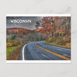 Landschaftliche Wisconsin-Straßen im Herbst Postkarte