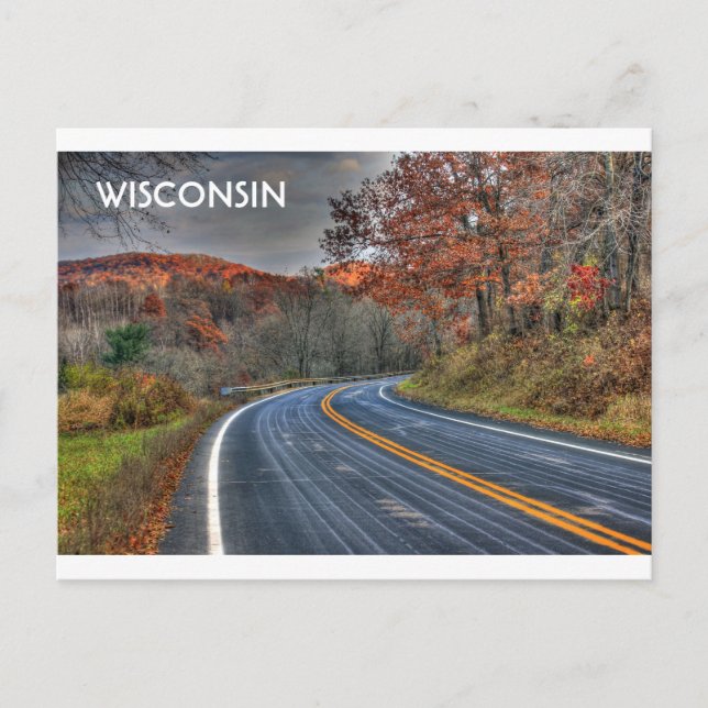 Landschaftliche Wisconsin-Straßen im Herbst Postkarte (Vorderseite)