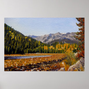 Landschaftlicher Bergsee im Estespark Poster