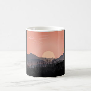 Landschaftlicher Blick auf Sonnenuntergang in eine Kaffeetasse