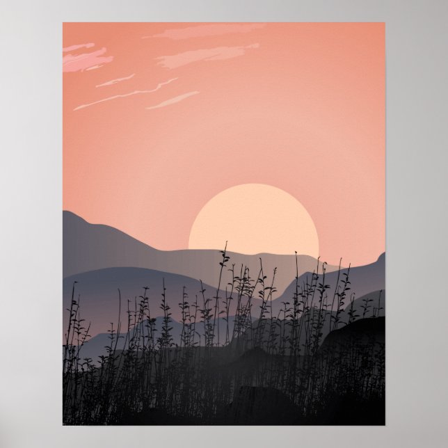 Landschaftlicher Blick auf Sonnenuntergang in eine Poster (Vorne)
