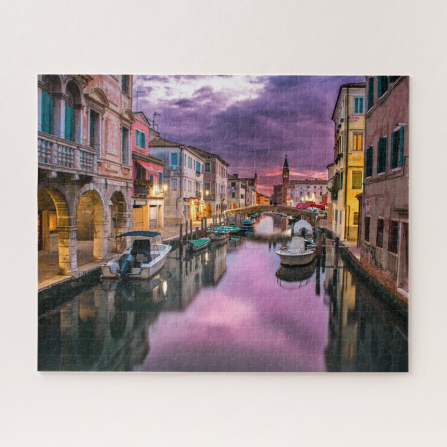 Landschaftlicher Canal Grande in Italien bei Sunse Puzzle (Horizontal)