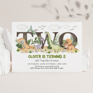 Landschaftlicher Dinosaurier Zwei wilde 2. Geburts Einladung
