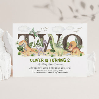 Landschaftlicher Dinosaurier Zwei wilde 2. Geburts Einladung