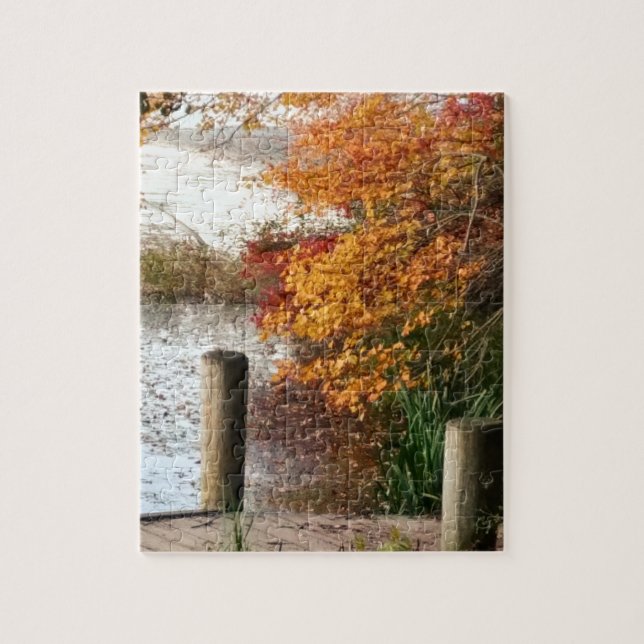 Landschaftlicher Fall Foliage am See auf Long Isla Puzzle (Vertikal)