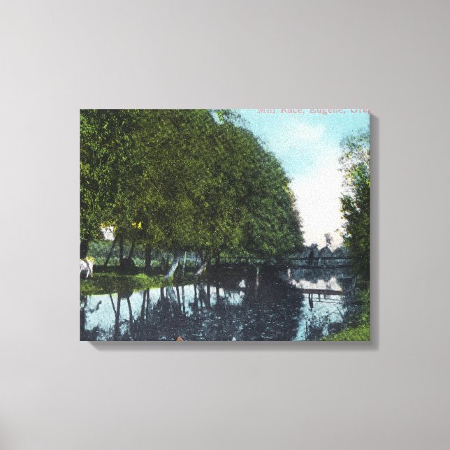 Landschaftlicher Fluss mit Canoe SceneEugene, OR Leinwanddruck (Vorderseite)