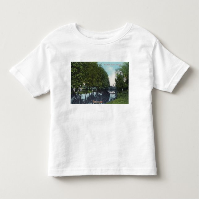 Landschaftlicher Fluss mit Kanu SceneEugene ODER Kleinkind T-shirt (Vorderseite)