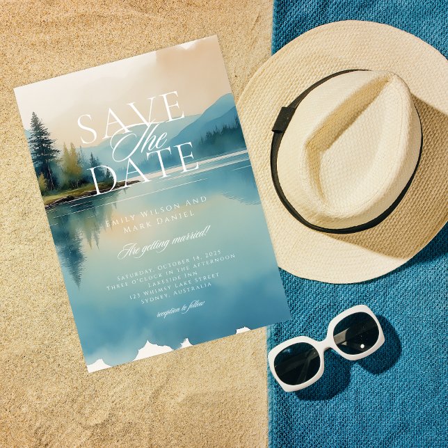 Landschaftlicher Kiefernwald Save the Date Einladung (Von Creator hochgeladen)