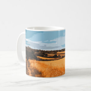 Landschaftlicher Landweg Goldenes Feld Retro Kaffeetasse