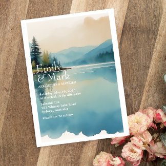 Landschaftlicher Pinienwald Hochzeit am Lago Maggi Einladung