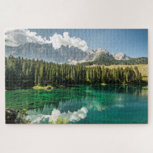 Landschaftlicher See Carezza Caress Italien Dolomi Puzzle