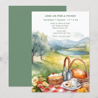 Landschaftlicher See Picnic Einladung