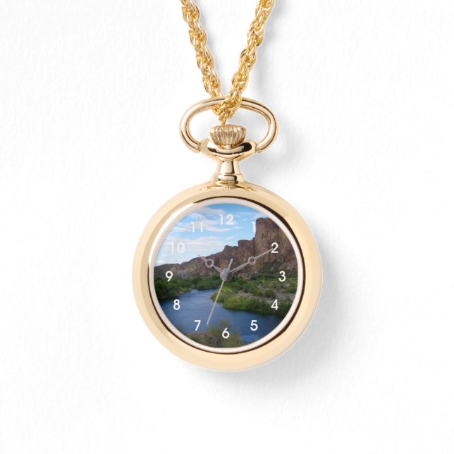 Landschaftlicher See Saguaro Armbanduhr (Vorderseite)