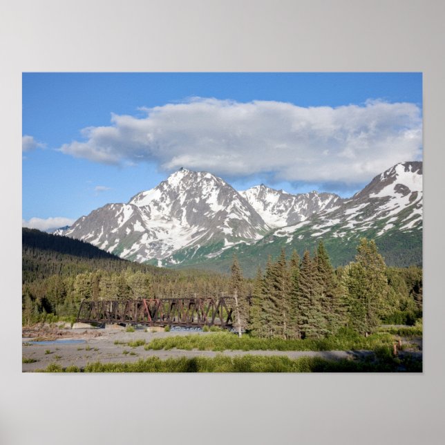 Landschaftlicher Seward Highway Chugach National F Poster (Vorne)