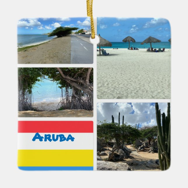 Landschaftlicher Strand und Wüste Aruba Keramikornament (Vorderseite)