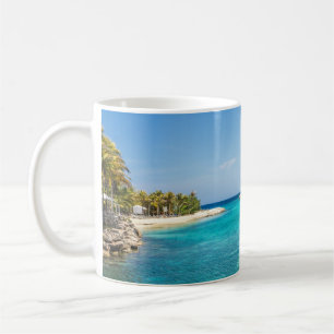Landschaftlicher tropischer Strand mit Foto aus St Kaffeetasse