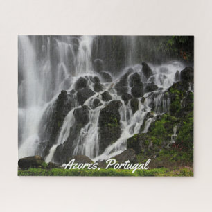 Landschaftlicher Wasserfall Azoren Puzzle