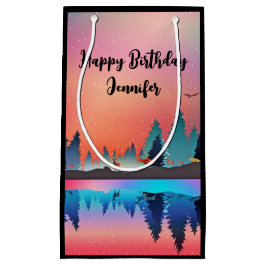 Landschaftlicher Wintersee mit Hirsch Kleine Geschenktüte