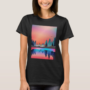 Landschaftlicher Wintersee mit Hirsch T-Shirt