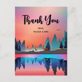 Landschaftlicher Wintersee mit Hirsch Vielen Dank Postkarte