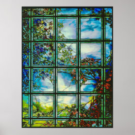 Landschaftliches Fenster aus Vintagem Glas Poster