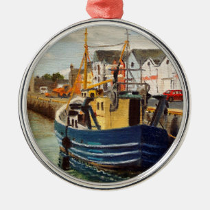 Landschaftliches Fischerboot von Galway City Irlan Ornament Aus Metall