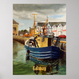 Landschaftliches Fischerboot von Galway City Irlan Poster