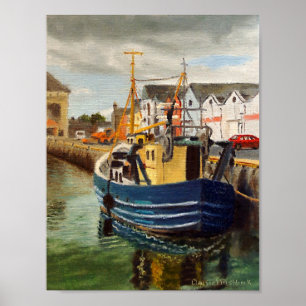 Landschaftliches Fischerboot von Galway City Irlan Poster