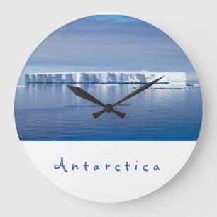 Landschaftliches Foto der Antarktis mit weißem Tex Große Wanduhr