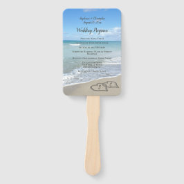 Landschaftliches Herz im Sand Beach Hochzeitsprogr Fächer