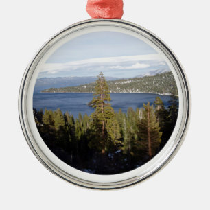 Landschaftliches Lake Tahoe Deluxe Silbernes Ornament