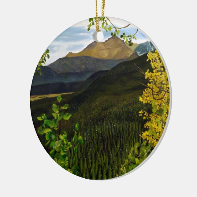 Landschaftliches Mountain Vista im Estes Park Keramik Ornament (Links)