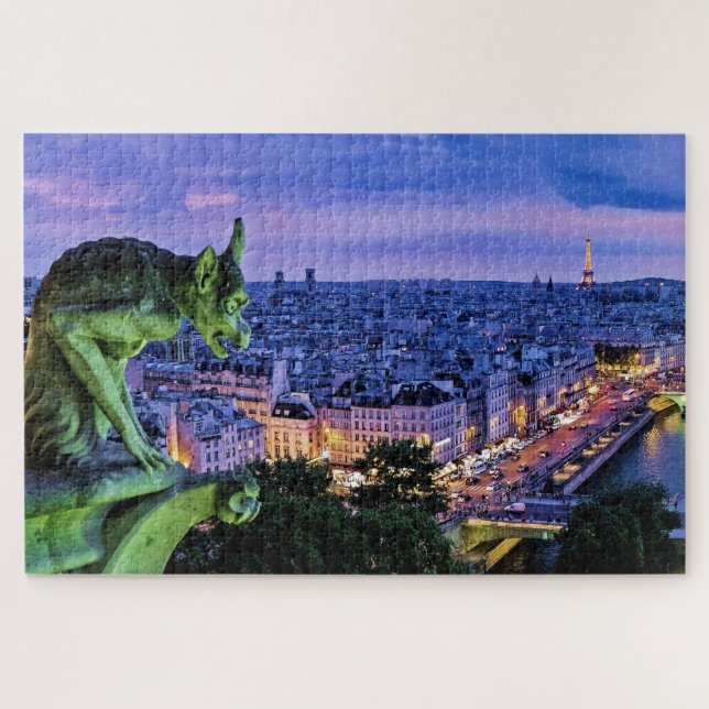 Landschaftliches Paris & Seine in den nächtlichen  Puzzle (Horizontal)