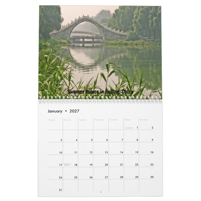 Landschaftliches PEKING Kalender (Jan 2027)