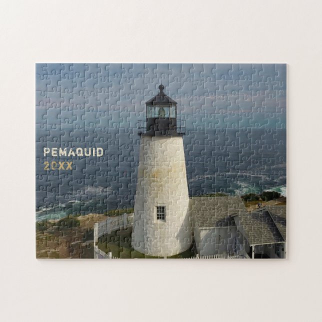 Landschaftliches Pemaquid Point Leuchtturm Jigsaw  Puzzle (Horizontal)