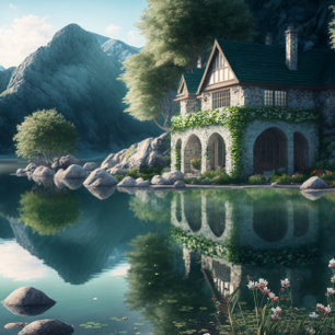 Landschaftliches Puzzle mit Blick auf den See