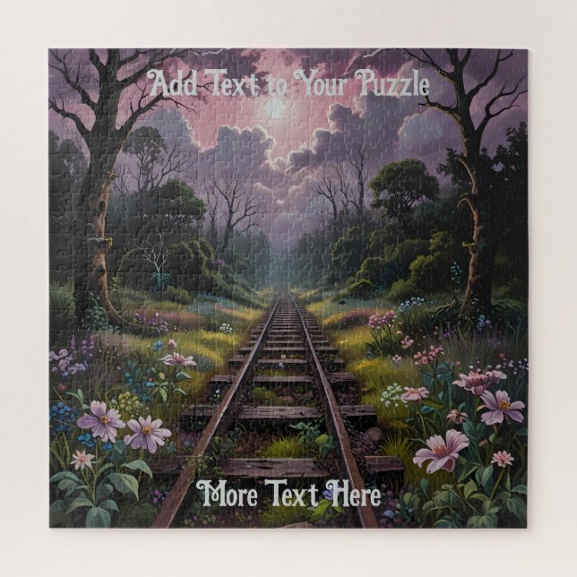 Landschaftliches Rätsel mit Bäumen und Blume Puzzle (Vertikal)