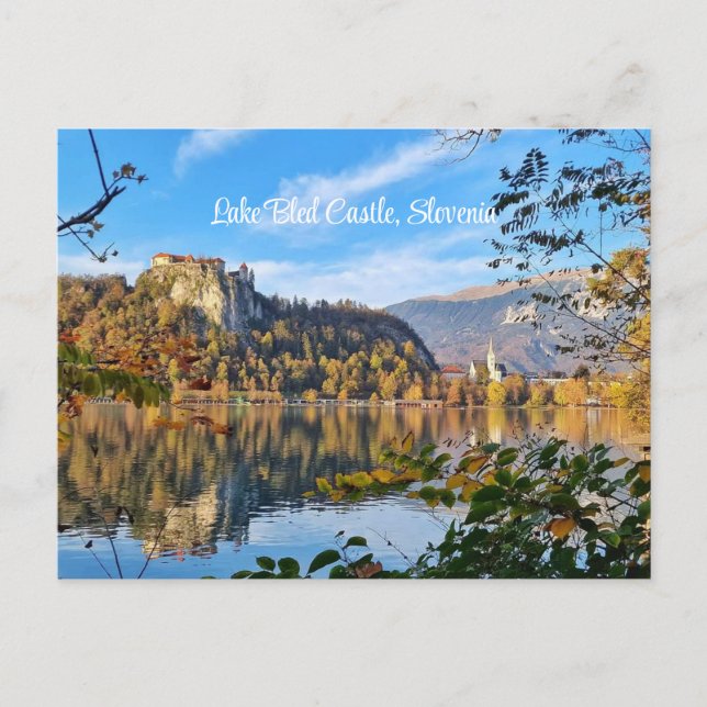 Landschaftliches Schloss Bled im Herbst, Slowenien Postkarte (Vorderseite)