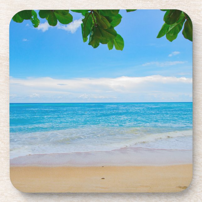 Landschaftliches Tropical Beach Sun Sand und Surfe Untersetzer (Vorderseite)