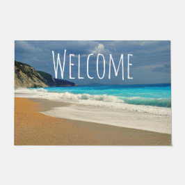 Landschaftliches türkisfarbenes Blue Sea Beach Fot Fußmatte