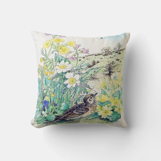 Landschafts-Kissenkissen der Vintagen Tiere Kissen (Vorderseite)