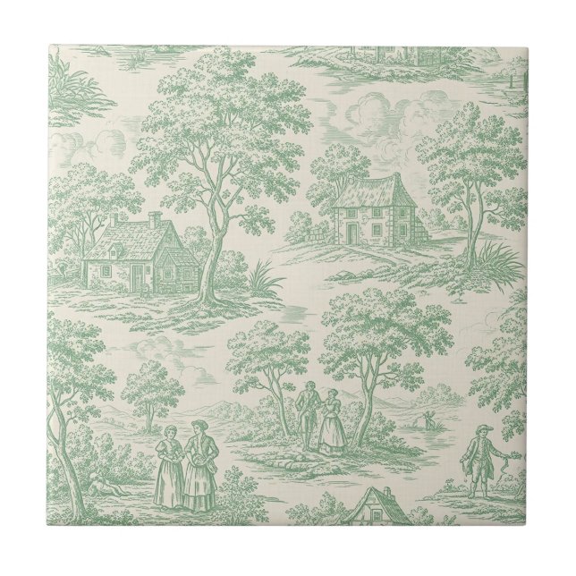 Landschafts-Sage-Grün-Toile-Bauernhoftier Fliese (Vorderseite)