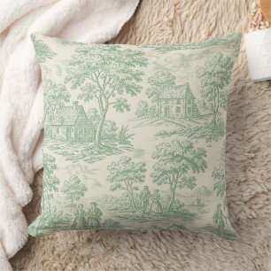 Landschafts-Sage-Grün-Toile-Bauernhoftier Kissen