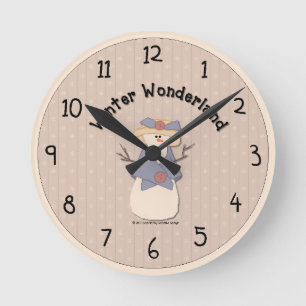 Landschafts-Schneemann-Wanduhr Runde Wanduhr