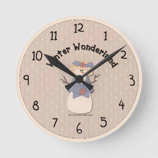 Landschafts-Schneemann-Wanduhr Runde Wanduhr