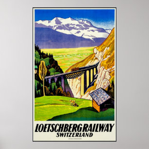 Landschaftsansicht über Loetschberg Eisenbahn, die Poster