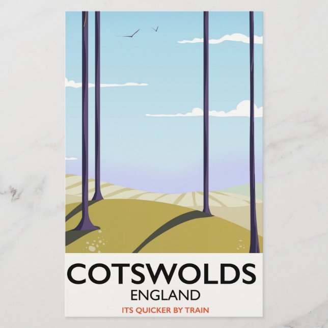 Landschaftsbahnposter von Cotswolds Briefpapier (Vorderseite)