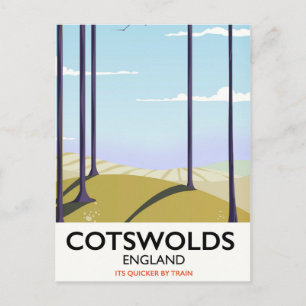 Landschaftsbahnposter von Cotswolds Postkarte