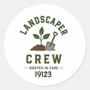 🌿 Landschaftsbau-Team Vintage-Rasenpflege 🌿 Runder Aufkleber