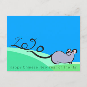 Landschaftsbild Cartoon Mouse Chinese Rat Year 202 Einladungspostkarte